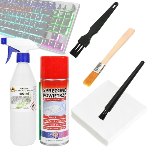 ZESTAW DO MYCIA CZYSZCZENIA KLAWIATURY KOMPUTERA SPRĘŻONE POWIETRZE IPA XL