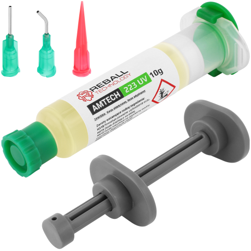 FLUX TOPNIK PASTA SMD BGA AMTECH RMA 223 UV 10g ZESTAW Z IGŁAMI I TŁOCZKIEM