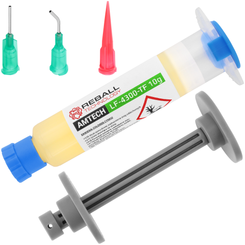 FLUX TOPNIK PASTA SMD BGA AMTECH LF-4300-TF 10g ZESTAW Z IGŁAMI I TŁOCZKIEM