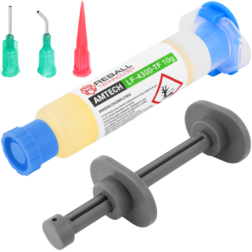 FLUX TOPNIK PASTA SMD BGA AMTECH LF-4300-TF 10g ZESTAW Z IGŁAMI I TŁOCZKIEM