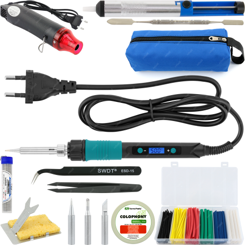 ZESTAW DO LUTOWANIA LUTOWNICA 928D-V 60W + OPALARKA HOT AIR + AKCESORIA XXL