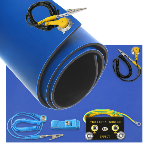 MATA ESD ANTYSTATYCZNA SERWISOWA 600x800 NIEBIESKA MAT OPASKA ESD ZESTAW Z1