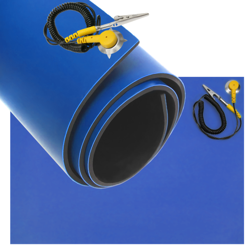 MATA ANTYSTATYCZNA ESD SERWISOWA 600x1200 NIEBIESKA MAT+ PRZEWÓD ESD TRWAŁA