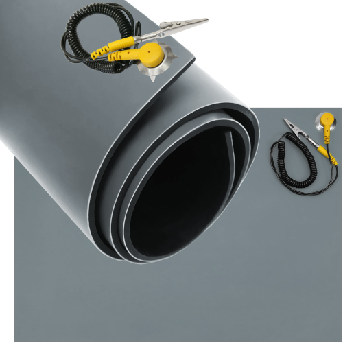 MATA ESD 600x400 2mm SZARA GŁADKA + PRZEWÓD