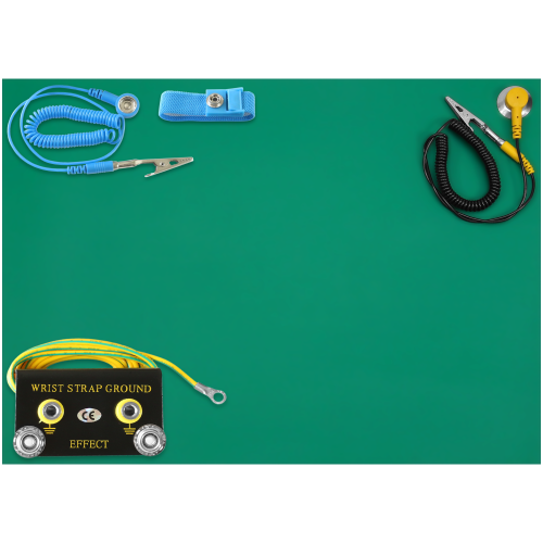 BEZZAPACHOWA MATA ESD SERWISOWA 400x300 2mm ZIELONA MAT PVC OPASKA PRZEWÓD